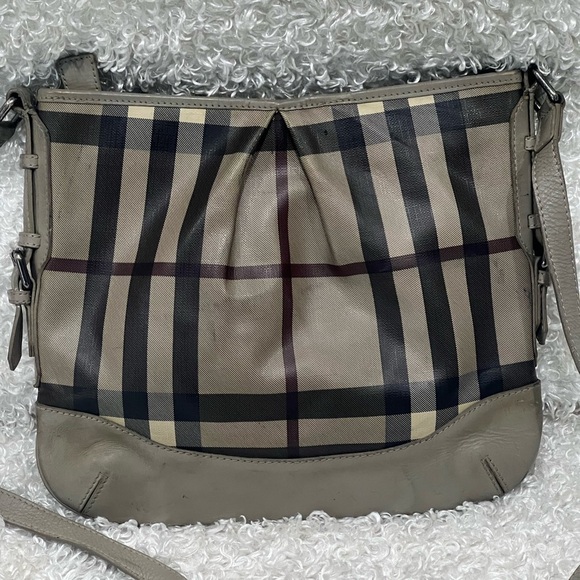 Burberry Beige Smoke Check Coated Canvas and Leather Hartham Crossbody Bag - Picture 1 of 15